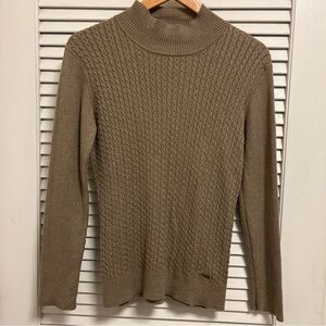 Calvin Klein Cable-Knit Mock Neck Sweater - Taupe